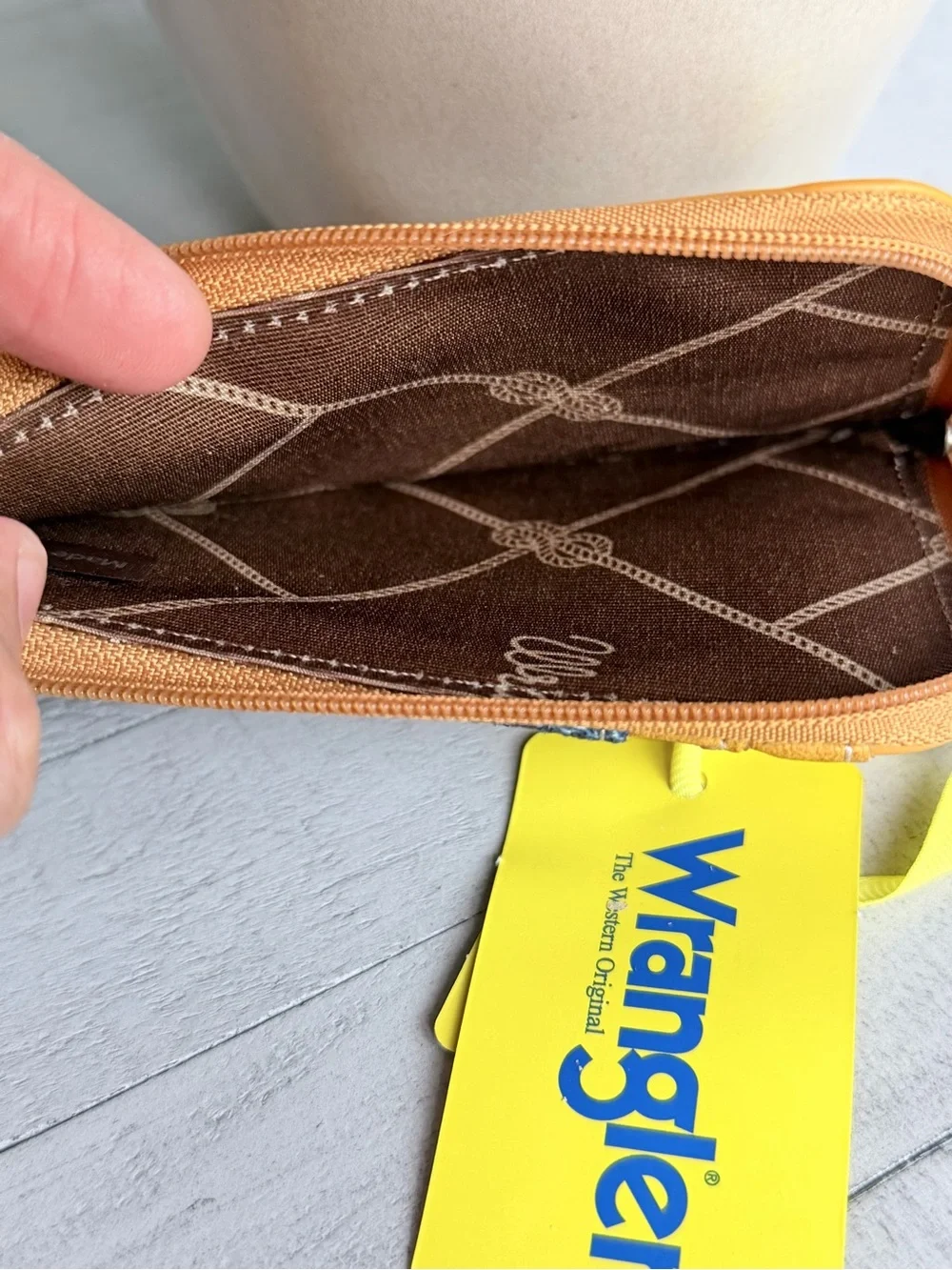 Wrangler Card Holder Wallet Keychain Coin Purse Mustard Blue NWT
